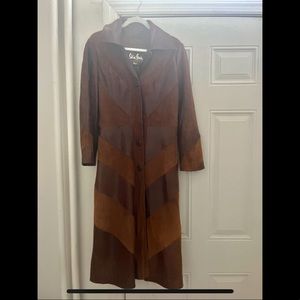 Vintage 70s Skin Gear Brown Leather Trench Coat - Soft and fully lined